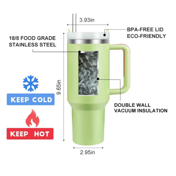 40oz Tumbler With Handle and Straw - Image 5