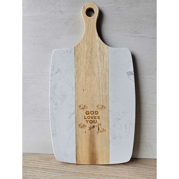 Acacia Wood Marble Cutting Board - Image 2