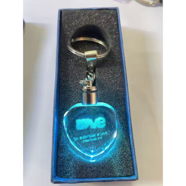 Heart shape LED key-chain with inspiring words