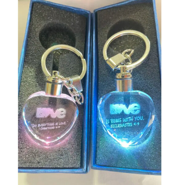 Heart shape LED key-chain with inspiring words - Image 2